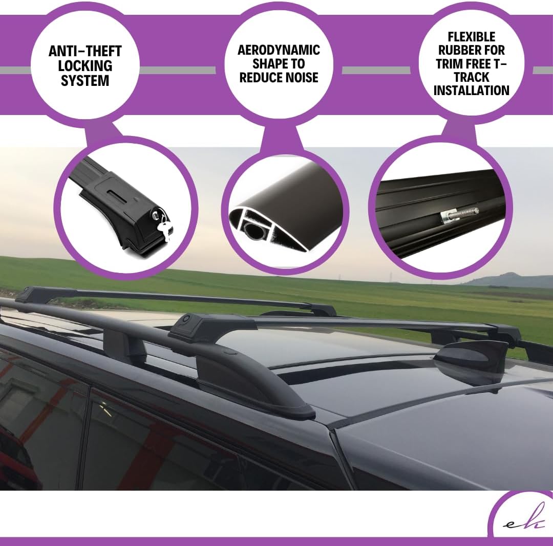 ERKUL Roof Rack Cross Bars for BMW X7 G07 2019-2026 | Aluminum Crossbars with Anti Theft Lock for Rooftop | Compatible with Raised Rails - Black