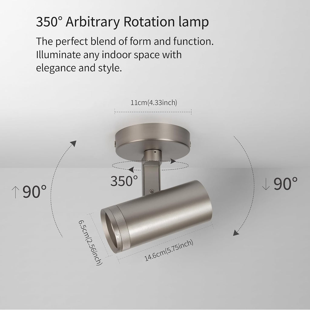 Dimmable Zoomable Spot Lights Indoor Spotlight, 12W Adjustable Angle Ceiling Spotlights for Living Room， Corridor, Picture, Accent Lighting Brushed Nickel Finish - Warm White, 2 Pack