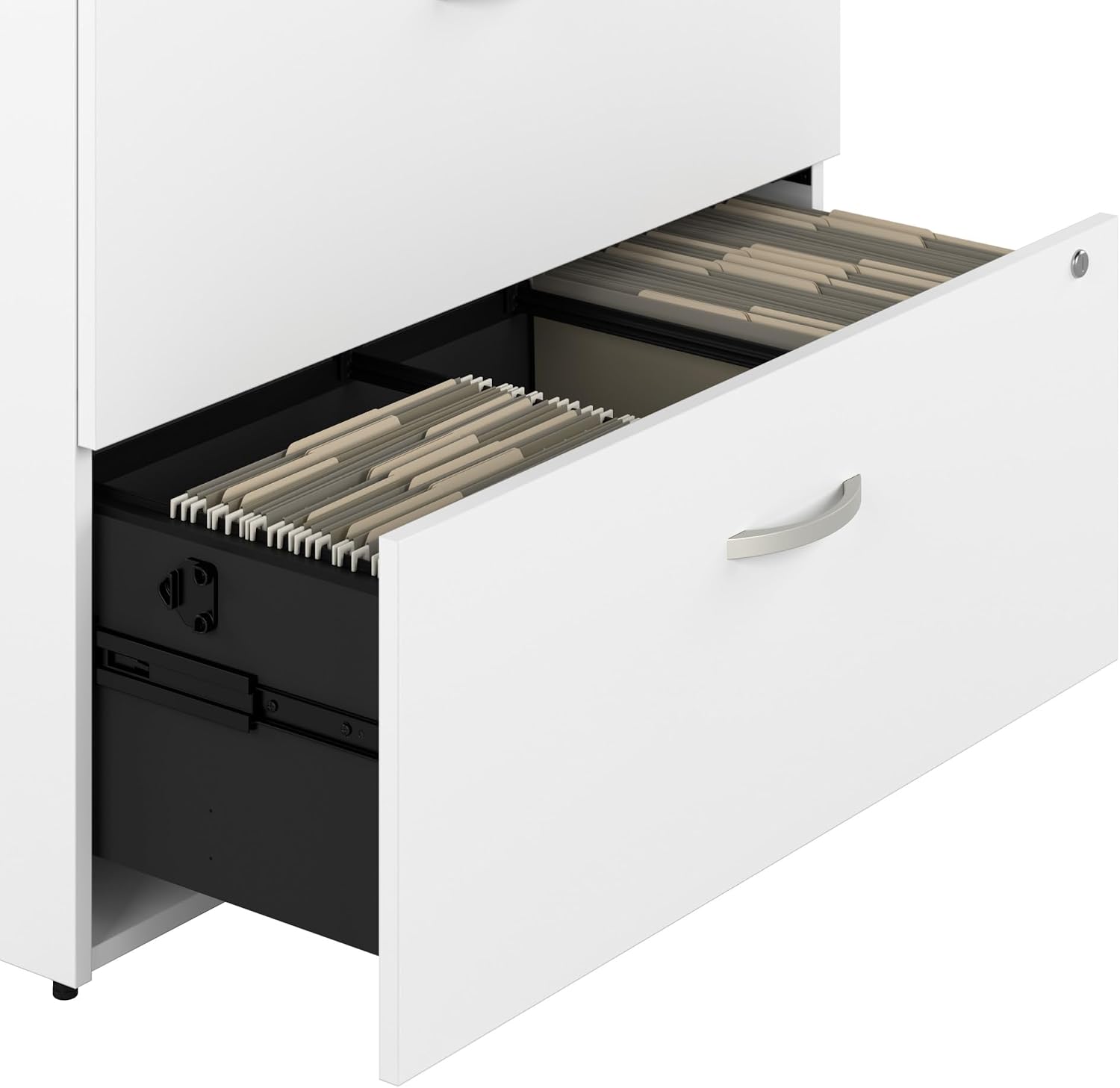 Bush Business Furniture Studio C 2 Drawer Lateral File Cabinet in White - Assembled, Locking Document Storage for Home or Professional Office