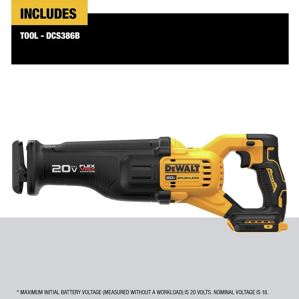 DEWALT FLEXVOLT 20V MAX* Reciprocating Saw, Cordless, Tool Only (DCS386B)