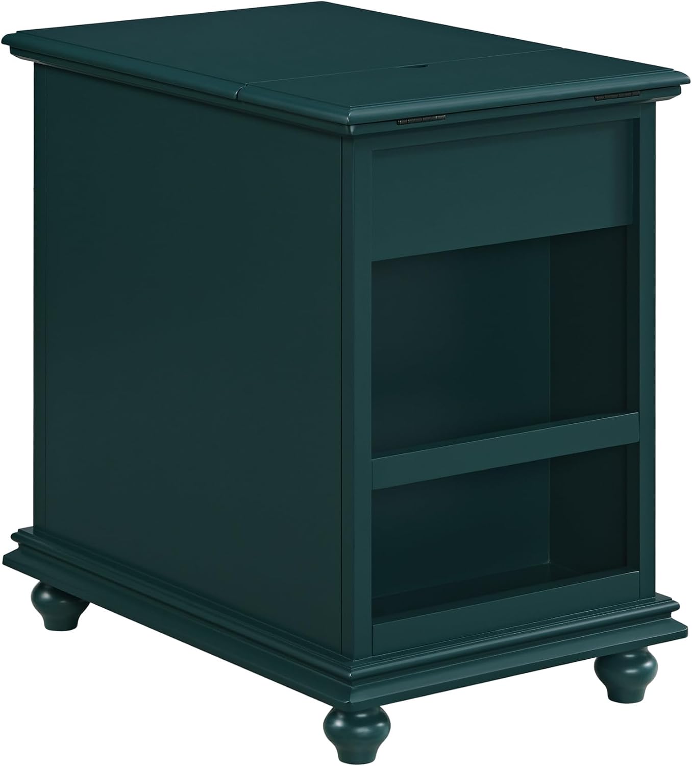 Martin Svensson Home Elegant Chairside End Table with Power — 24″W x 16″D x 25″H, Seamoss Green — Transitional Painted Accent Table with Flip-Top USB Charging, Drawer & Cabinet Storage