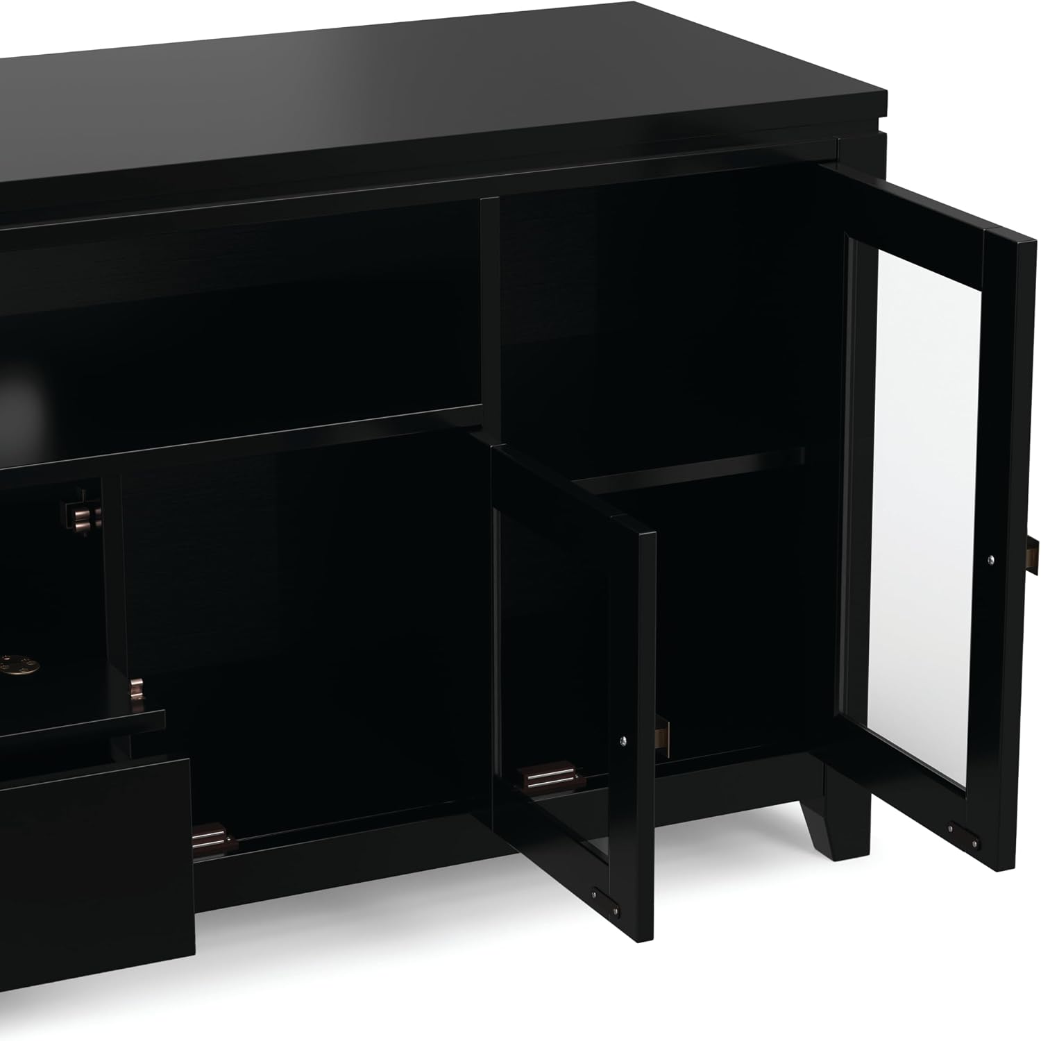 SIMPLIHOME Cosmopolitan TV Stand - 72 inch Wide Solid Wood Media Console in Black, Contemporary Entertainment Center for Living Room for TVs up to 80 Inches with Drawers and Cable Management