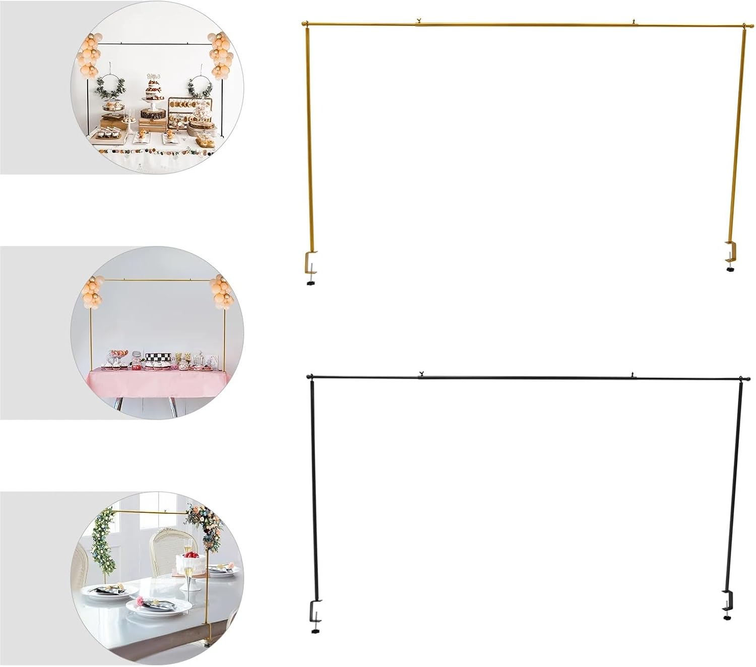 Table Arch Stand 3.94-6.56ft Adjustable Wedding Arch Bracket Metal Stand for Birthday Parties,Christmas Decorations(Gold)