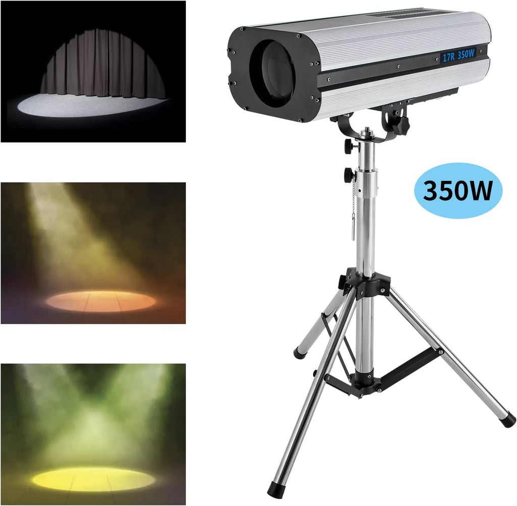 Led Follow Spot Light Led Stage Spotlight with Stand, Manual Control Stage Spotlight Stand Adjustable Aperture, Dj Wash Light w/Stand, Led Spotlight for Stage, Led Light Follow Spot Beam Light (350W)