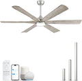 72 Inch Smart Ceiling Fan with Light, Remote/Alexa/APP Control, Rustic 6 Solid Wood Blades, ETL Listed Quiet DC Motor, 9268 CFM Large Airflow, for Indoor High Ceiling, Outdoor Covered Patio