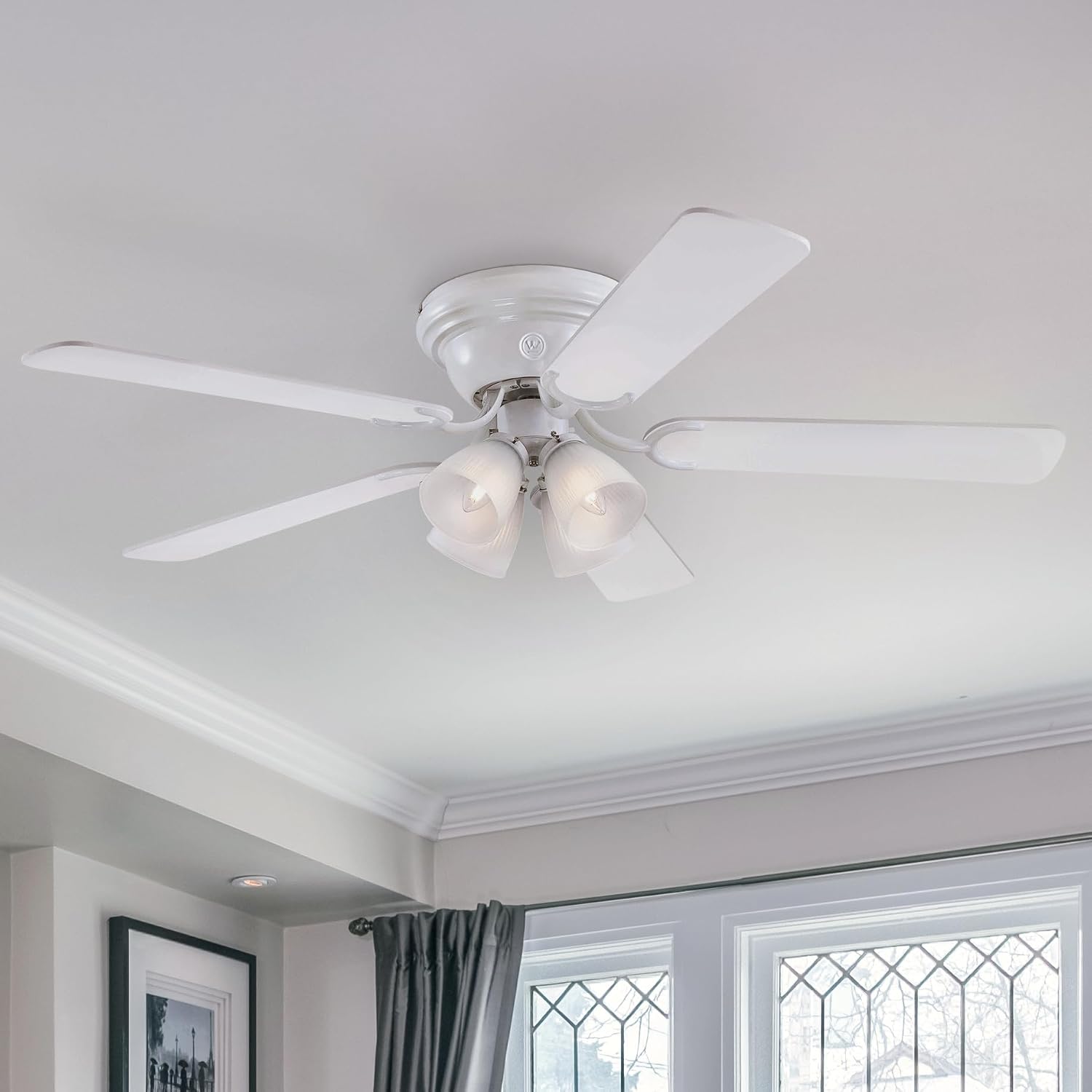 Westinghouse 7232300 CONTEMPRA IV Indoor Ceiling Fan with Light, 52 Inch, WHITE