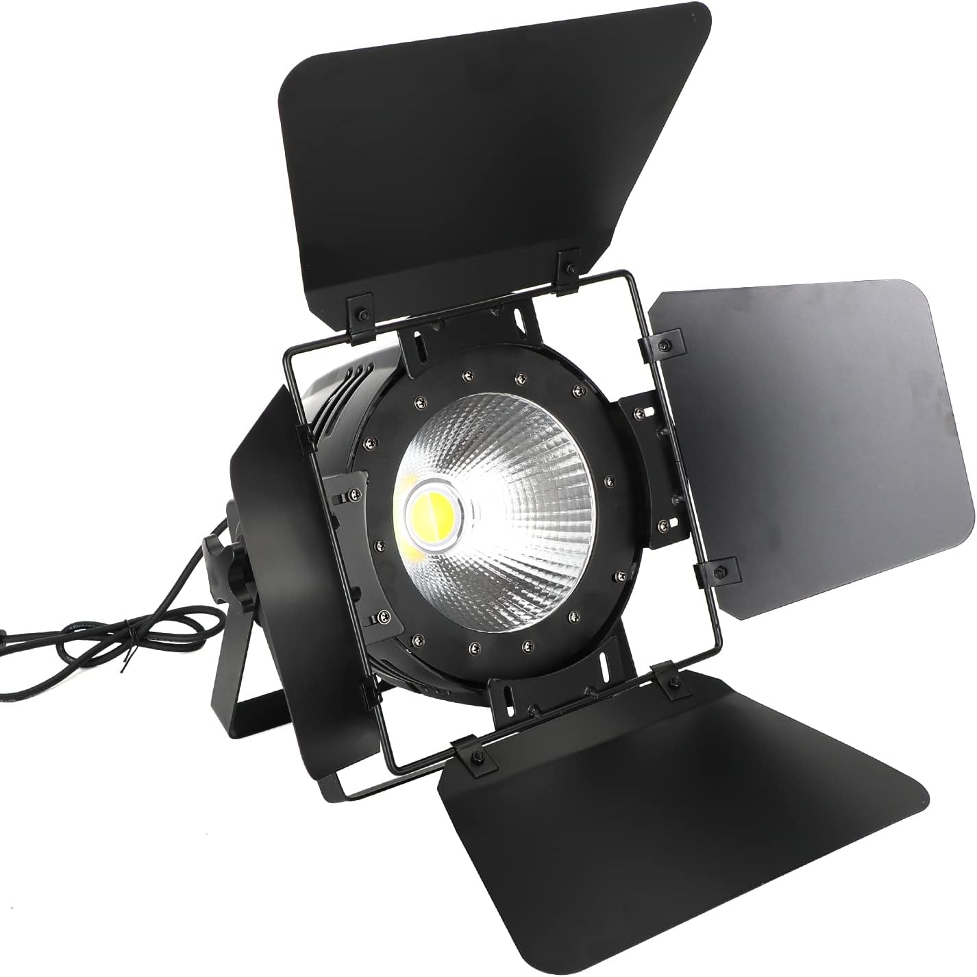 200W COB LED Stage Par Light with Barn Door, Spotlights Follow Spot DMX512 Cool & Warm White Audience Blinder, Sound Activated, Master/Slave 2in1 for DJ Concert Wedding Bar Events, Stage Lighting