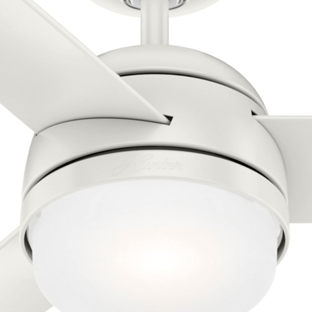 Hunter 48 inch Indoor Ceiling Fan with LED Light and Remote Control - White Ceiling Fan, Standard Mount, 3 Blades, For Bedroom, Living Room, or Kitchen, Quiet - Midtown 54211, Fresh White