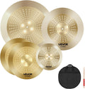 VEVOR Cymbal Pack, 4 Pieces Cymbals for Drum Set, Alloy Cymbals Drum Set Includes 14-inch Hi-Hats, 16-inch Crash, 20-inch Ride, 10-inch Splash, Drumsticks & Cymbal Bag, Alloy Cymbal Pack for Drummer