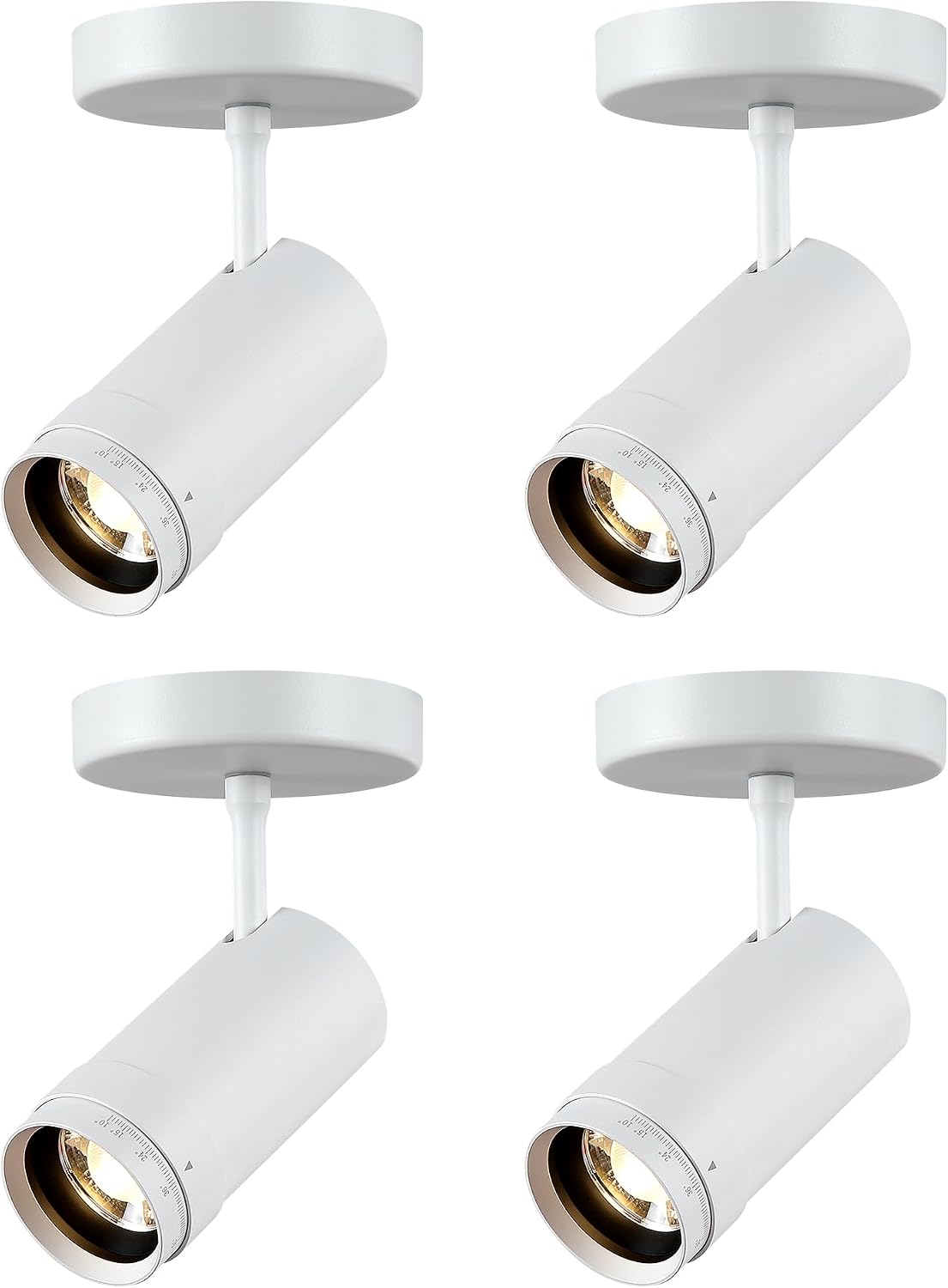 4 Pack 9W LED Zoomable Ceiling Spotlight Indoor, Dimmable Directional Wall Surface Fixture, Adjustable Beam Angle 10°–55°, Wired Home Indoor Accent Lighting for Corridor, Picture, White