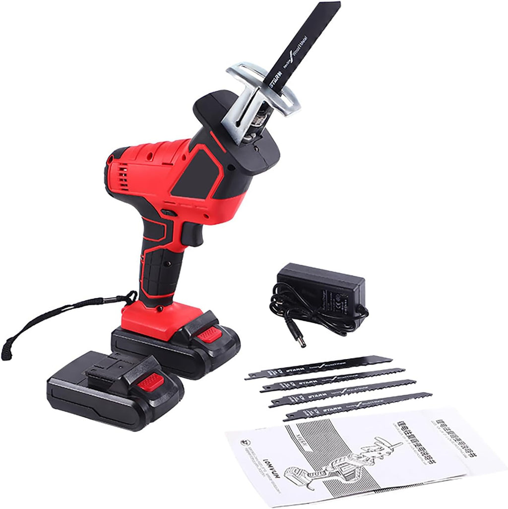 Cordless Reciprocating Saw - All Purpose Saw, 1/2 Battery And Charger, 2 Saw Blades, Variable Speed, For Easy Cutting Of Wood And Metal (1 battery)