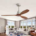 Sofucor Ceiling Fan no Lights, 52 Inch Modern Wood Ceiling Fan with Remote, for Indoor Bedroom Living Room Outdoor Patio Porch, Reversible DC Motor, Brown
