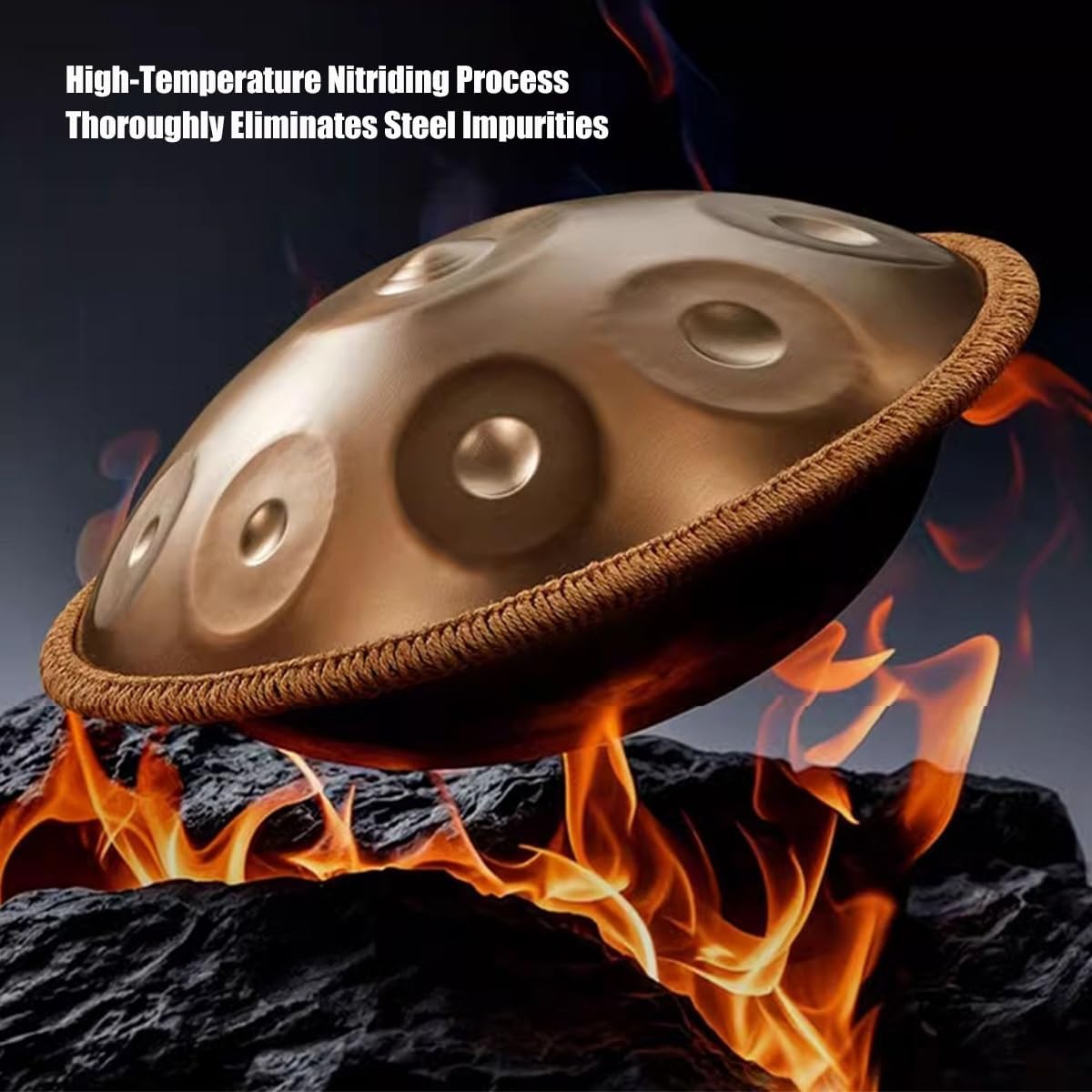 Handpan Drums for Adults Steel Handpan D Minor Kurd 22 Inches 9/10/12 Notes 440hz 432hz Harmonic Percussion Instrument for Sound Healing, Personal Meditation, Yoga(Gold,432HZ/10Note)