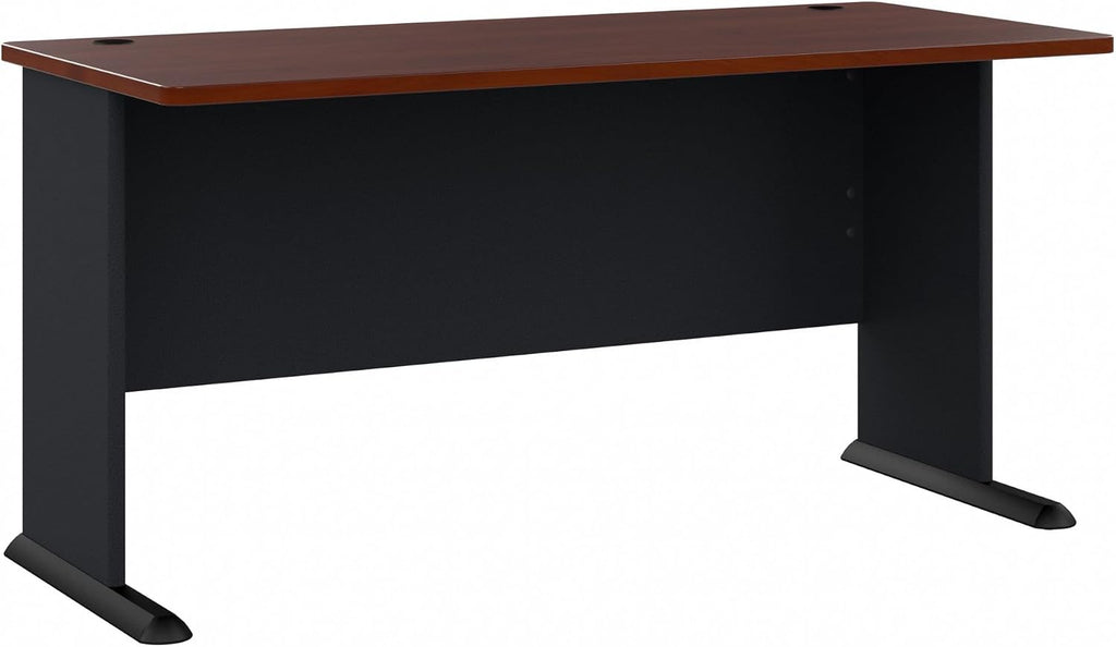 Bush Business Furniture Series A 60W Computer Desk in Hansen Cherry and Galaxy, Large Office Table for Home or Professional Workspace