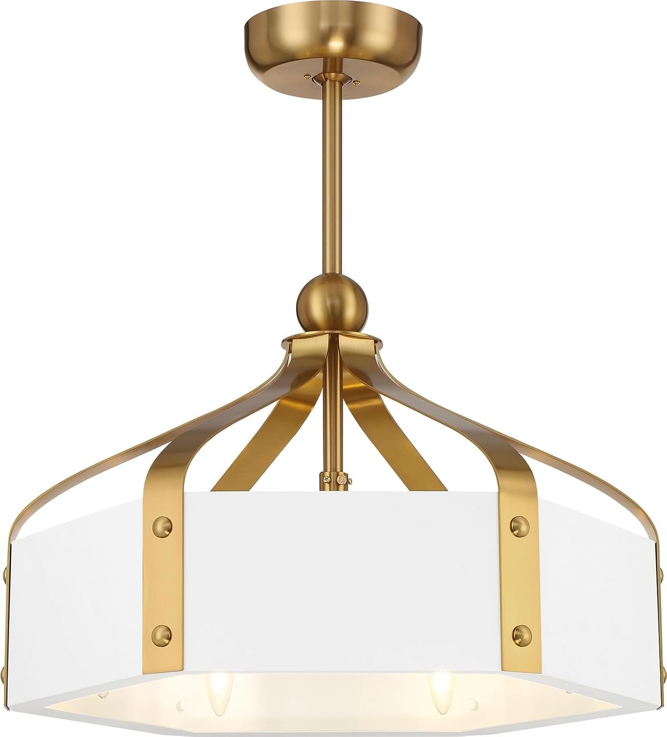 Savoy House Sheffield 14 in. Indoor White with Warm Brass Accents Ceiling Fan Dallier with LED Bulbs 26-FD-7806-142