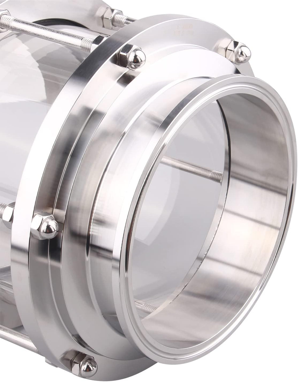DERNORD In-Line Sight Glass with Clamp End,Flow Sanitary Straight Sight Glass SUS316 6 Inch Tri Clamp Type (Flow Pipe OD 152MM)