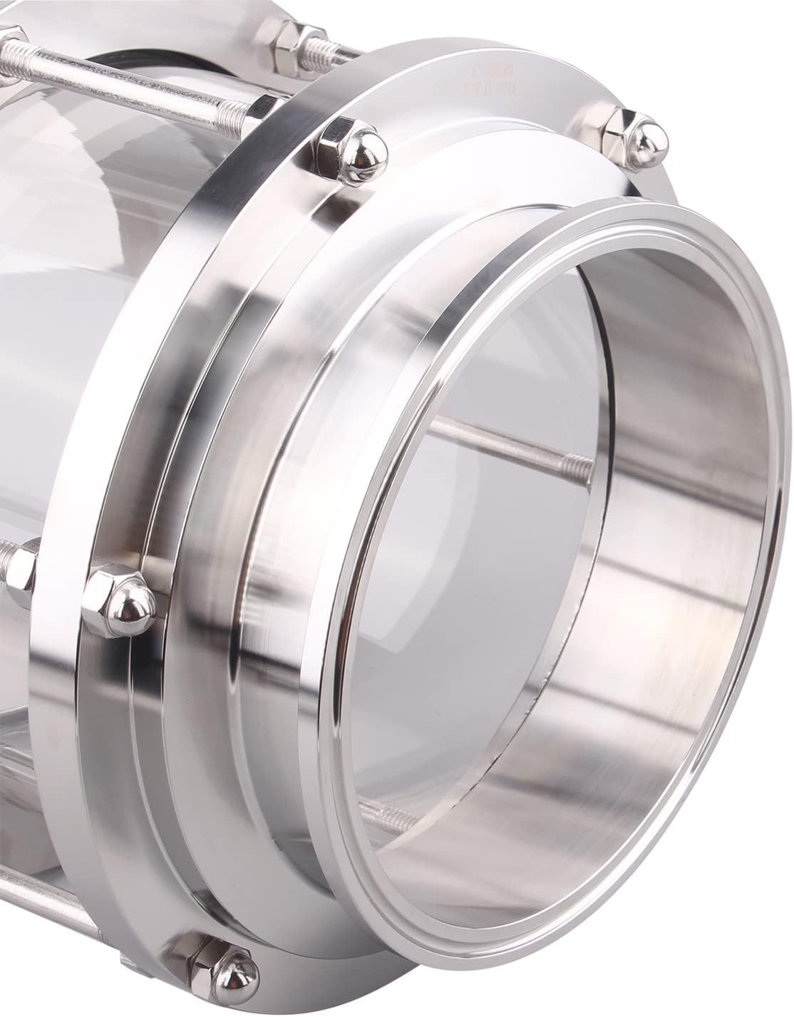 DERNORD In-Line Sight Glass with Clamp End,Flow Sanitary Straight Sight Glass SUS316 6 Inch Tri Clamp Type (Flow Pipe OD 152MM)