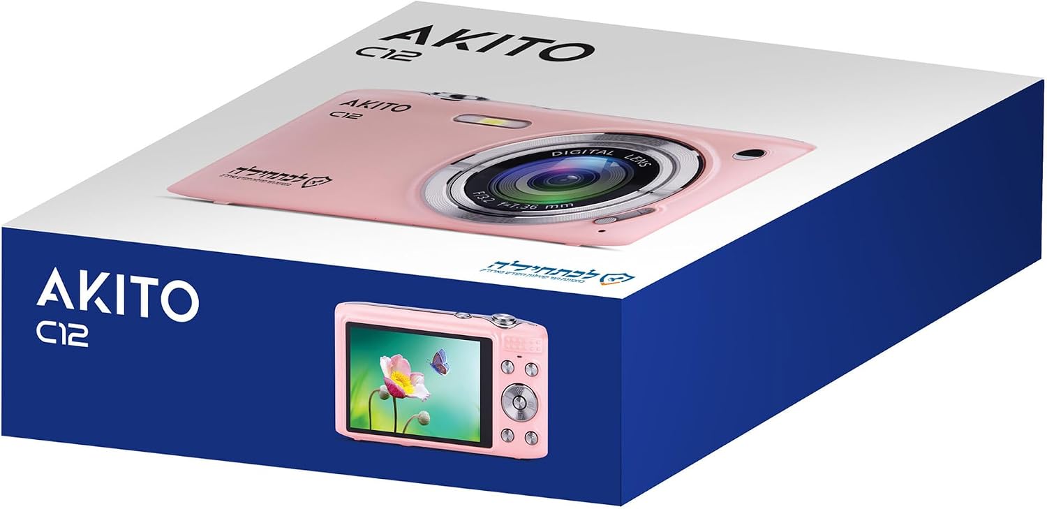 Akito C12 Kosher Digital Camera - 20MP Sensor, 16x Digital Zoom, Dual Cameras, 2.88' IPS Display