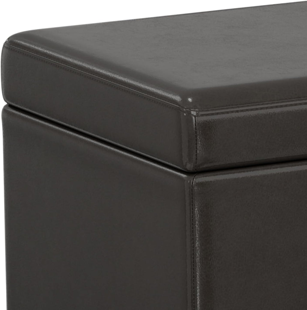 SIMPLIHOME Avalon Extra Large Storage Ottoman Bench - 54 inch Wide Upholstered Vegan Leather Rectangular Lift-Top Ottoman in Tanners Brown, Contemporary Bench for Living Room with Hidden Storage
