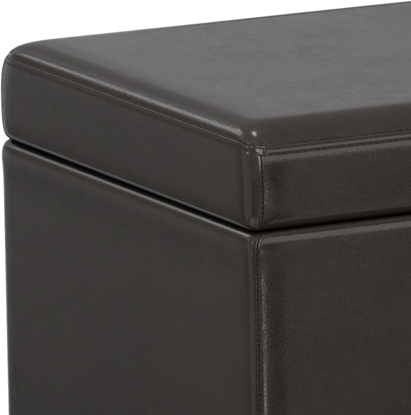 SIMPLIHOME Avalon Extra Large Storage Ottoman Bench - 54 inch Wide Upholstered Vegan Leather Rectangular Lift-Top Ottoman in Tanners Brown, Contemporary Bench for Living Room with Hidden Storage