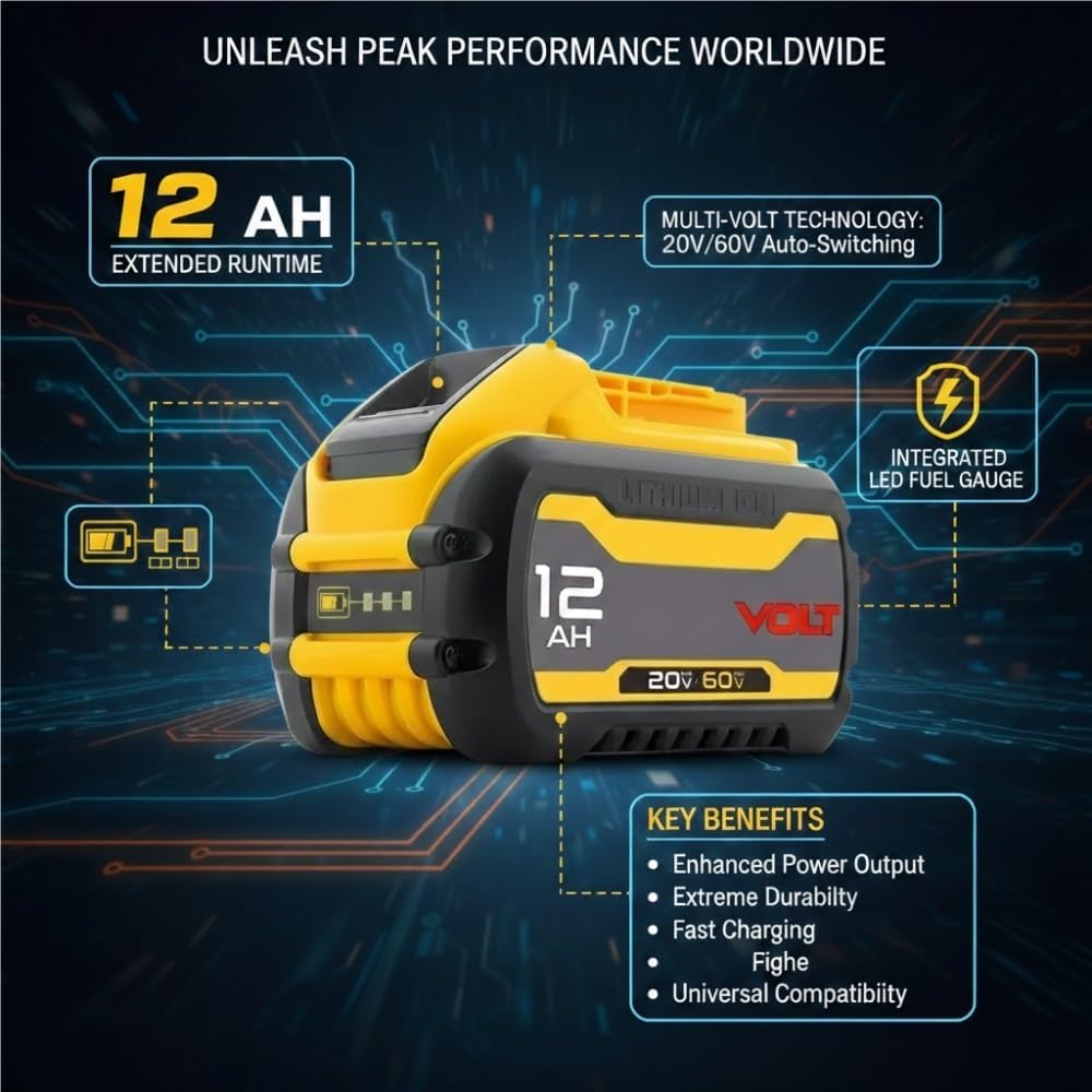 20V/60V Replacement Compatible with Dewalt Battery DCB606 DCB609 DCB612 Cordless Cutting Machine Reciprocating Saw Power Tools(4Pcs 12.0Ah)
