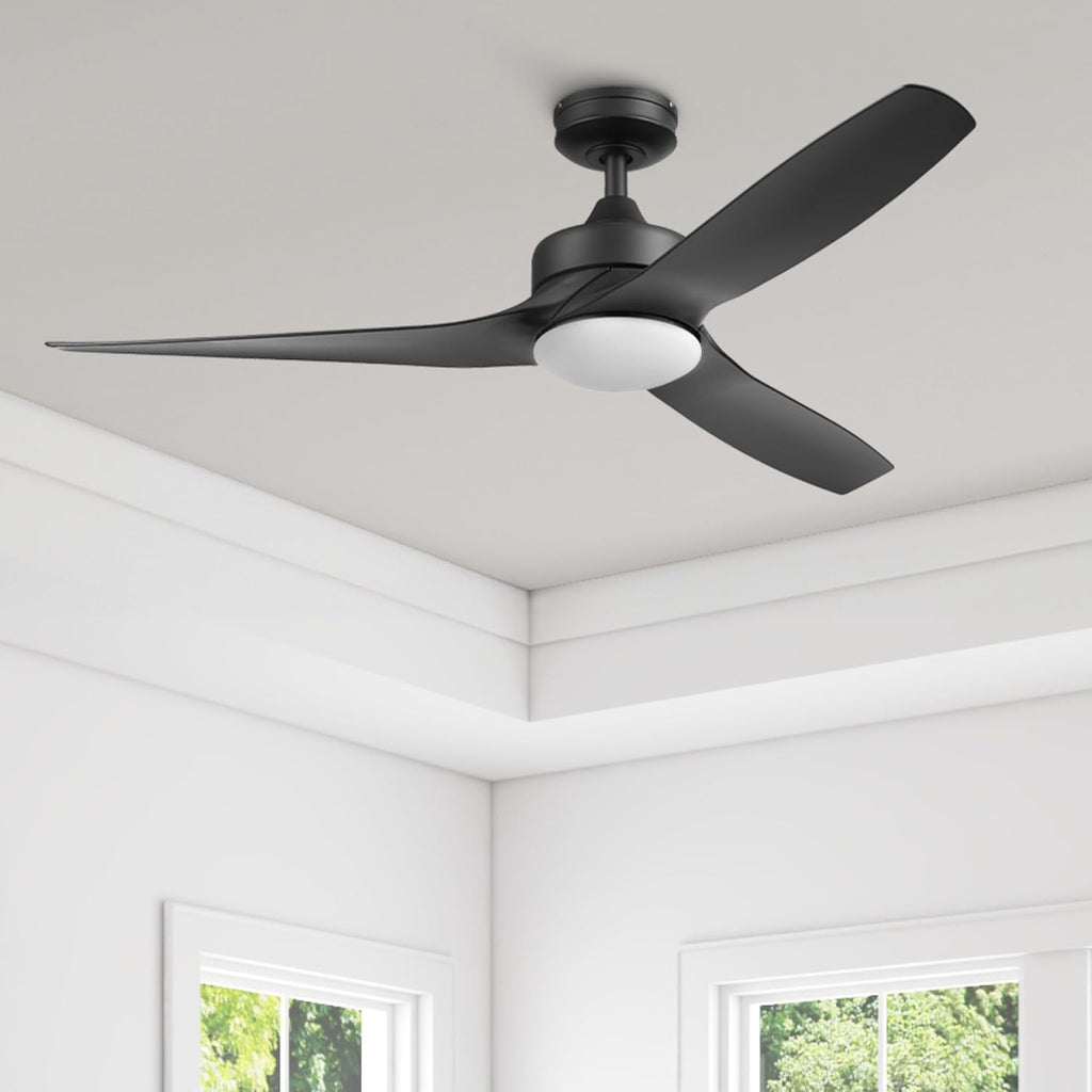 Honeywell Ceiling Fans Lynton, 52 Inch Indoor Outdoor Ceiling Fan with Color Changing LED Light, Remote Control, Matte Black High Performance Blades, Reversible Airflow - 51854-01 (Black)