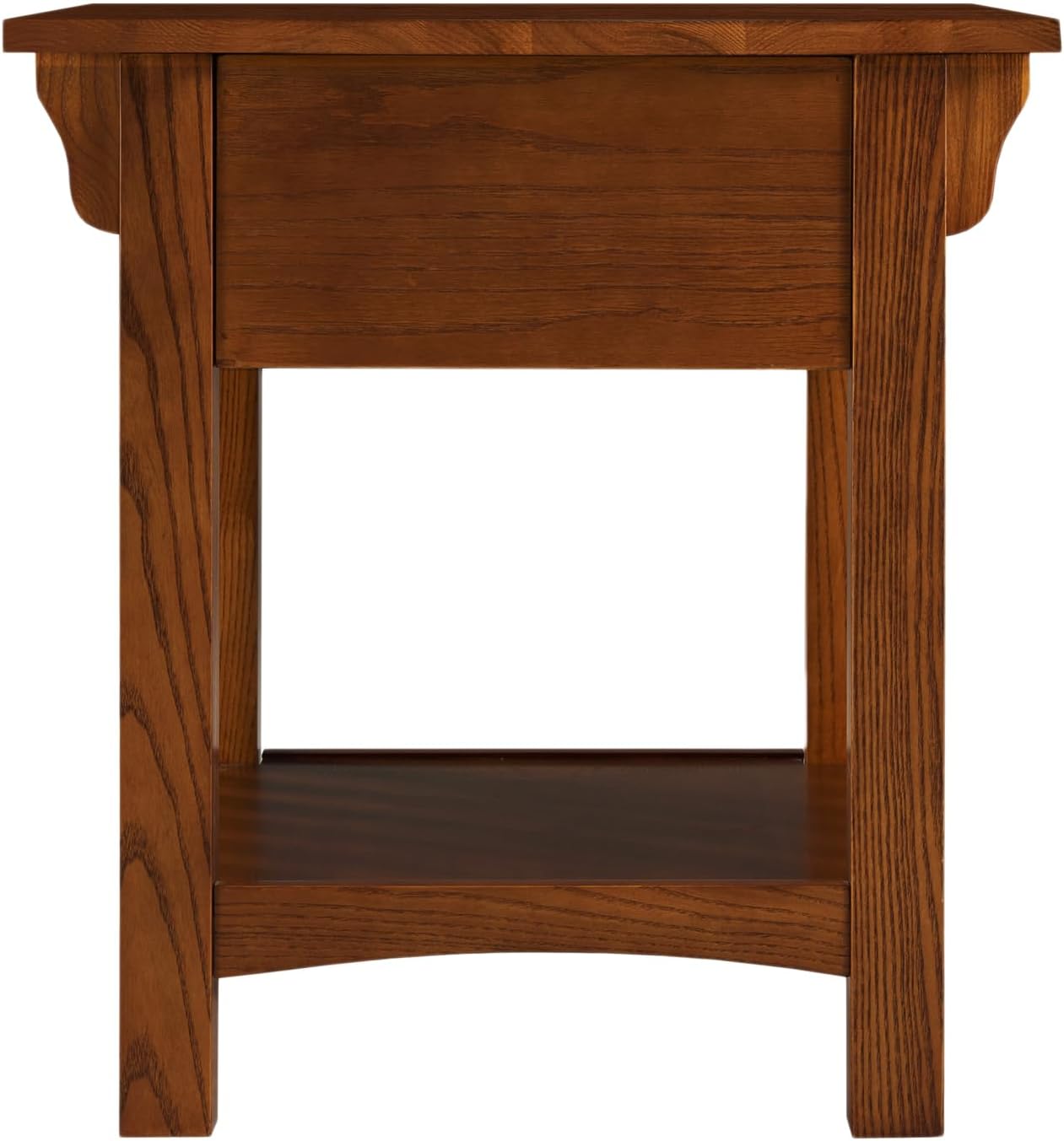 Leick Home Mission End Table, Solid Wood, 1 Storage Drawer, Additional Secret Compartment, Bottom Display Shelf, Easy-Assembly, Medium Oak, 20.0 in. L x 24.0 in. W x 24.0 in. H, 8222-SC