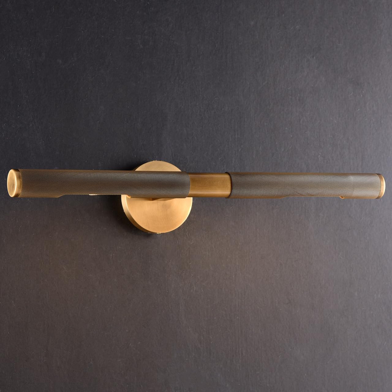 23 Inches Brass Picture Light, 360Rotatable Knurled Texture Decorate Brass Wall Sconce, Vanity Lighting for Bedroom, Bathroom, Antique Brass Finished