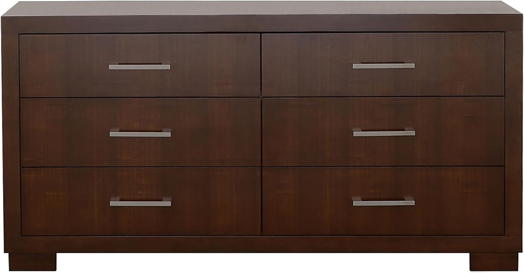 Coaster Home Furnishings Jessica Contemporary 64-inch 6-Drawer Bedroom Dresser Clothing Storage Cabinet Wide Chest of Drawers Organizer Unit Cappuccino 200713