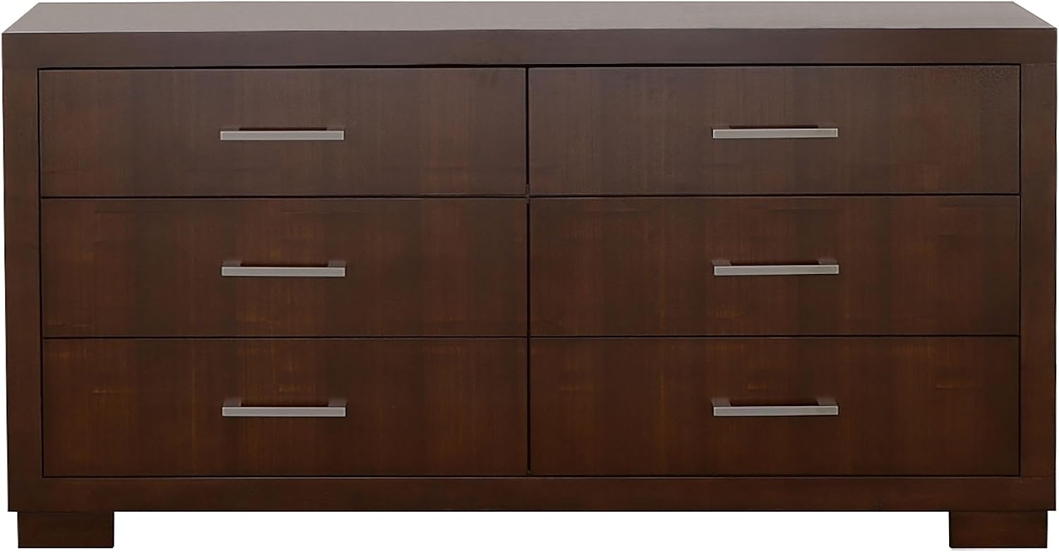 Coaster Home Furnishings Jessica Contemporary 64-inch 6-Drawer Bedroom Dresser Clothing Storage Cabinet Wide Chest of Drawers Organizer Unit Cappuccino 200713
