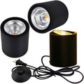 COB High Accent Uplight 5W LED Barrel Type Spotlight Decorative Light Adjustable Body 5.9ft On/Off Foot Pedal Switch Cord for Loft Gallery Exhibition Stage Background Wall Spotlight 3-Pack