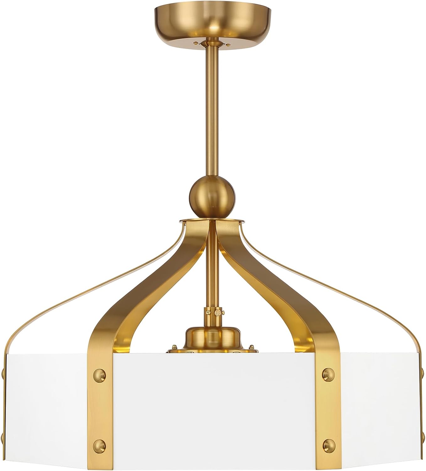 Savoy House Sheffield 14 in. Indoor White with Warm Brass Accents Ceiling Fan Dallier with LED Bulbs 26-FD-7806-142