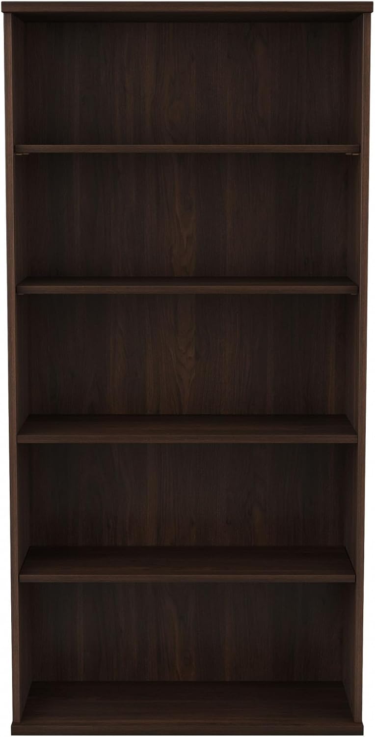Bush Business Furniture Studio C Tall 5 Shelf Bookcase in Black Walnut, Large Bookshelf for Home or Professional Workplace Organization