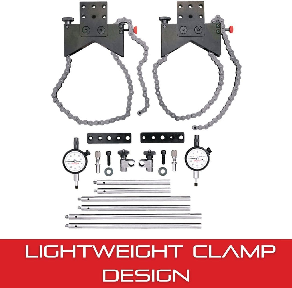Starrett Shaft Alignment Clamp Set - Includes 2 Chain Clamps, 2 Indicator, 2 Snugs, 2 Extension Plates, 3 Posts and a Case - 3/8' Diameter, 5', 7-7/16', and 9' Posts - S668DZ