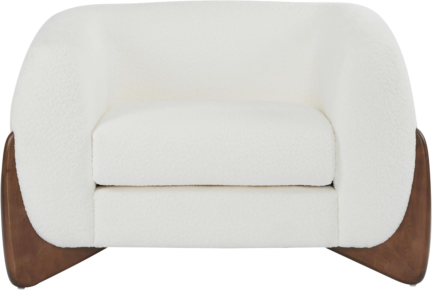Christopher Knight Home Modern Boucle Fabric Upholstered Club Chair for Living Room, Home Office, Apartment, Relaxing Chair with Removable Cushion and Birch Wood Legs, White and Walnut