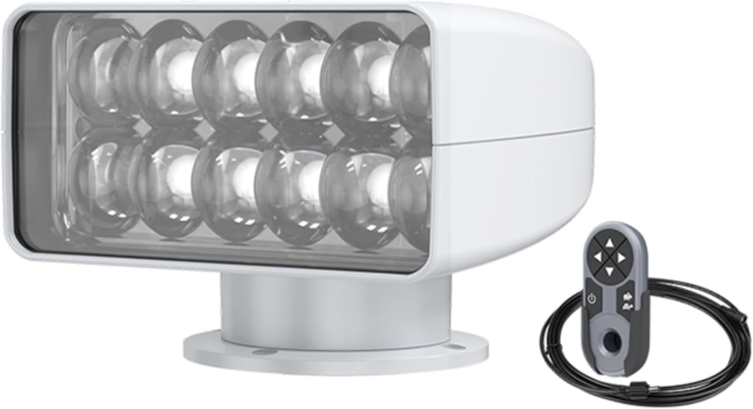 SEAFLO 360° Rotating Remote Control LED Marine Searchlight- 35W, 35000 Lumens, 4,000 FT Beam Distance, 10-30V, IP65 Waterproof, Truck, Vehicles, Boat Spotlight, CE & Rohs Certified (White, 3000K)