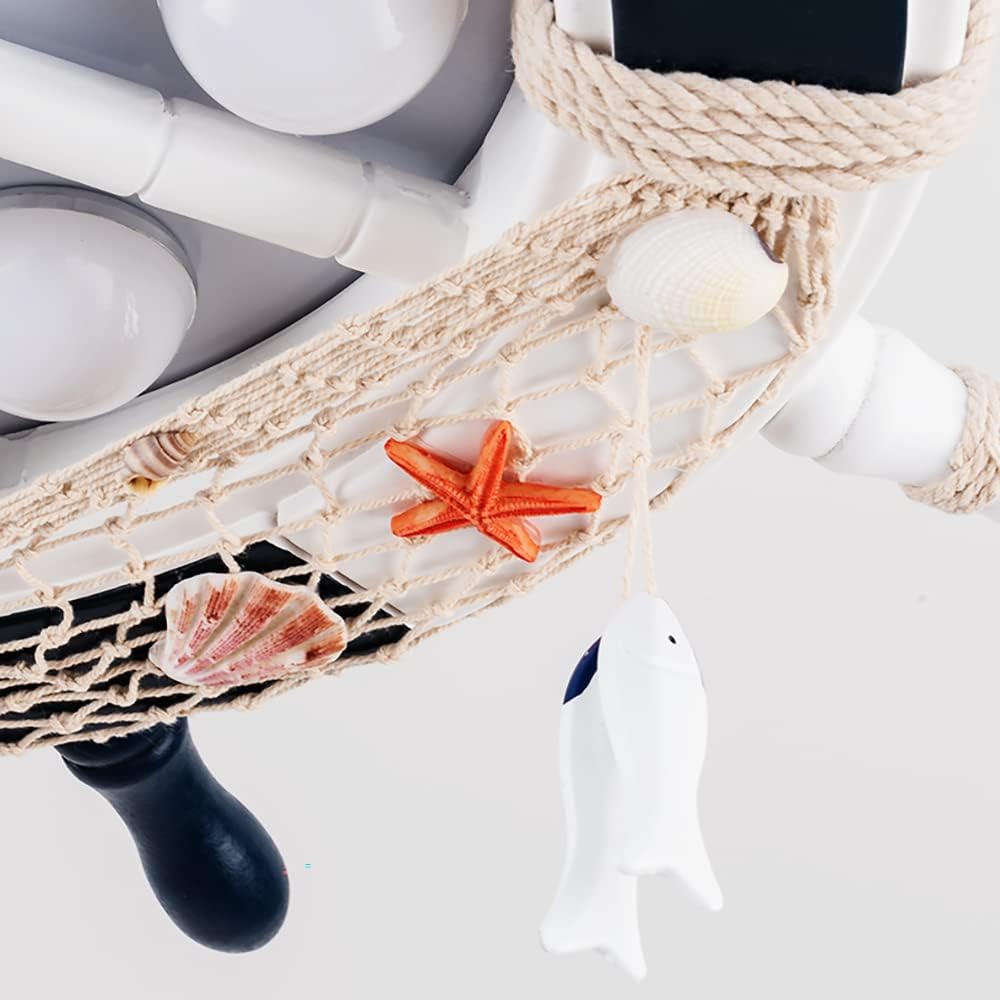 Nautical Ceiling Fan with Lights and Remote Control, LED Ceiling Fan, Reversible Fan Chandeliers for Kids' Room Nursery in White