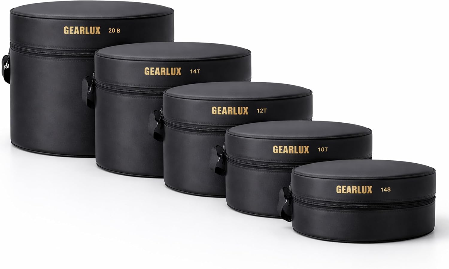 Gearlux 5-Piece Drum Bag Set with 10mm Padding for 10' Tom, 12' Tom, 14' Tom, 14' Snare, and 20' Bass Drum