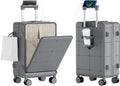 Santino Carry On Luggage 22x14x9 Airline Approved 20 Inch baggage pc Hard Shell Suitcase with Spinner Wheels TSA Lock with USB Port and Cup Holder and phone holder Top Opening Suitcase