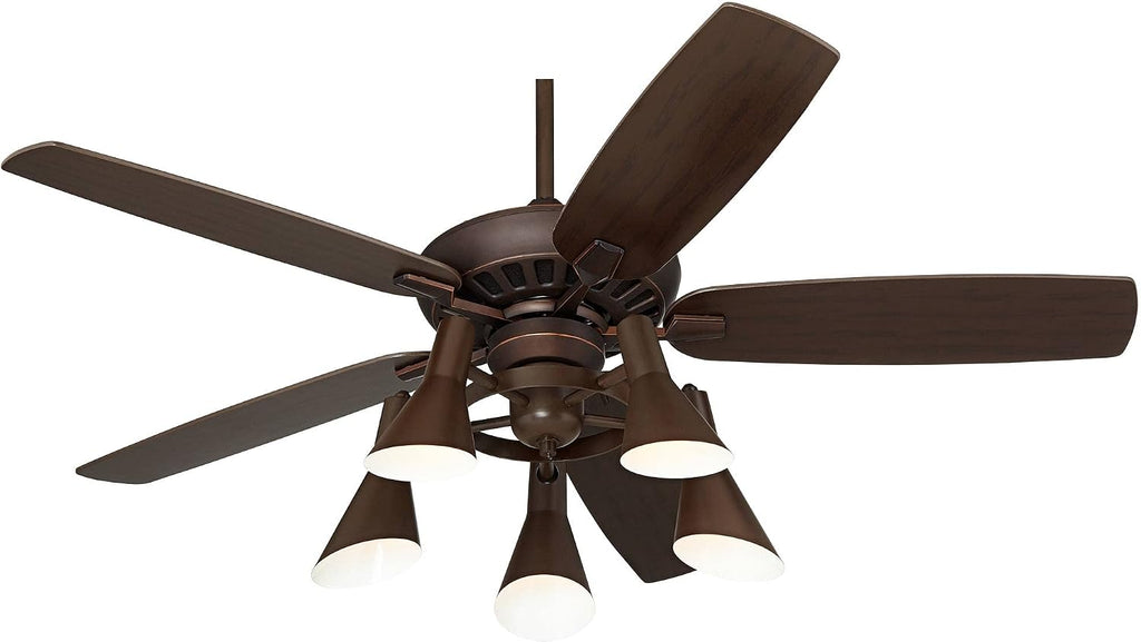Casa Vieja 52' Journey Retro Indoor Ceiling Fan with Light Kit LED Dimmable Remote Control Oil Rubbed Bronze Adjustable 5-Light for House Bedroom Living Room Home Kitchen Family Dining Office
