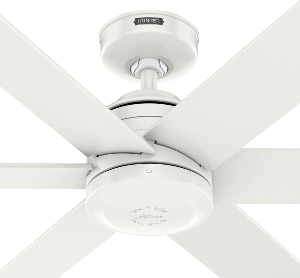 Hunter Fan 60 inch Fresh White Indoor/Outdoor Ceiling Fan with Remote Control for Living Room, Bedroom, Farmhouse, Patios, Kitchen (Renewed), CC5C27C67
