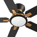 CEME 52' Smart Black Ceiling Fan with Lights, 5000 CFM High Velocity Outdoor Indoor Flush Mount Ceiling Fan, 10-Speed DC Motor, Siri Alexa App Control, 1%-100% Dimmable, 5 Wood Blades for Patio Porch