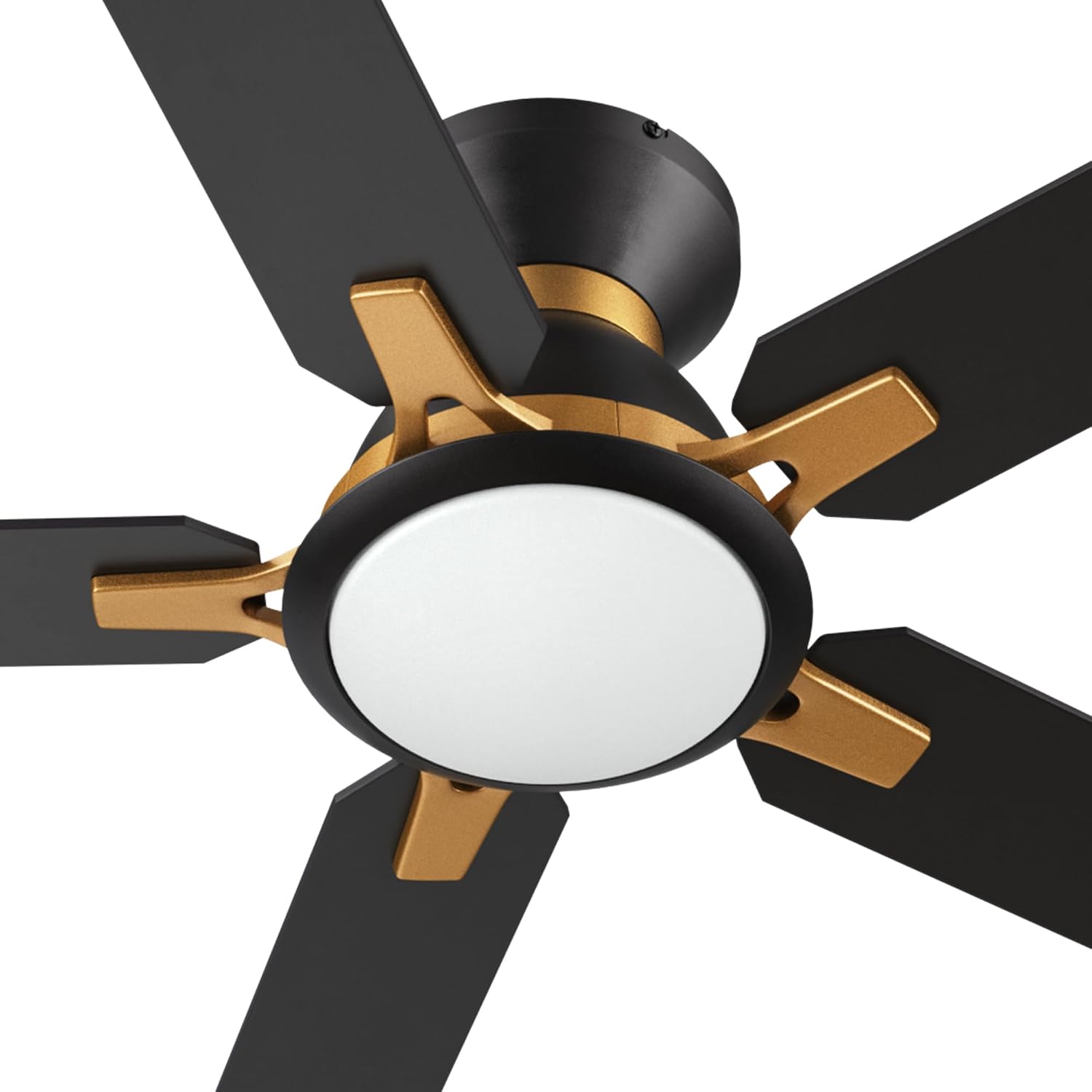 CEME 52' Smart Black Ceiling Fan with Lights, 5000 CFM High Velocity Outdoor Indoor Flush Mount Ceiling Fan, 10-Speed DC Motor, Siri Alexa App Control, 1%-100% Dimmable, 5 Wood Blades for Patio Porch