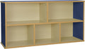 FDP Laminate 5-Compartment Storage Cabinet 24 inch Height Organize Books, Toys, Games, Art Supplies, Durable, Sturdy Furniture for Home, Daycare, Preschool, Classroom - Almond/Blue, 13886-ALBL