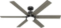 Hunter 60 inch Indoor Ceiling Fan with LED Light and Remote Control - Black Smart Ceiling Fan, Standard Mount, 6 Blades, For Bedroom or Living Room, Quiet - Gravity 51951, Matte Black