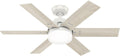 Hunter 44 inch Indoor Ceiling Fan with LED Light and Remote Control - White Ceiling Fan, Standard Mount, 6 Blades, For Bedroom, Living Room, or Kitchen, Quiet - Pacer 51205, Fresh White