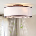Caged Low Profile Ceiling Fans with Lights, Bladeless Ceiling Fan with lights Remote, Flush Mount Modern Enclosed with 6 Speeds for Bedroom, Kitchen (Brown)
