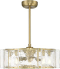 Savoy House 27-FD-8201-322 Genry Fandelier Coastal Clear Water Piastra Glass Drum Chandelier Ceiling Fan with Light and Remote, 5-Light 40 Total Watts, 17' H x 27' W, Warm Brass