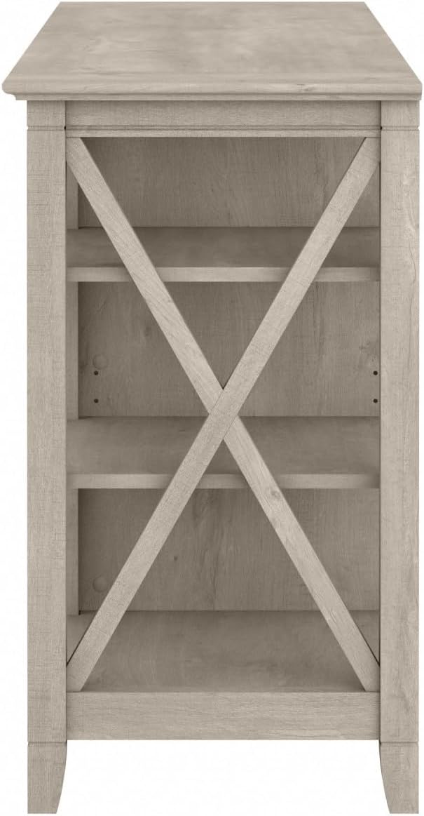 Bush Home Key West Tall TV Stand for 65 Inch TV in Washed Gray, Farmhouse Entertainment Center with Storage