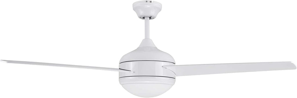 Design House 156513-WHT Treviento LED 52-inch Contemporary Indoor Ceiling Fan with LED Light Kit, 3-Blade, Reverse Airflow, Remote Control, White